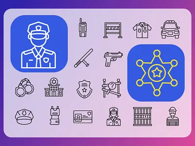 Police Icons branding design gradient graphic design icon icon design icon pack icons icons set illustration logo police ui