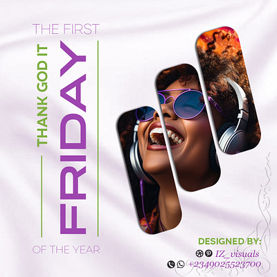 Simple white and purple TGIF flyer business clipping tool friday graphic design organetto font personal photoshop tgif