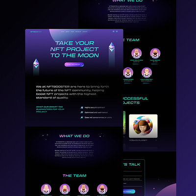 NFTBOOSTER - Landing page design illustration landing page nft web design