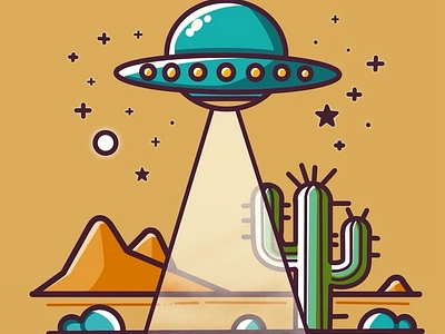 UFO and Cacti amateur art cartoon character creation digital art digital illustration graphic design illustration minimal