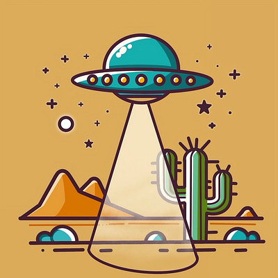 UFO and Cacti amateur art cartoon character creation digital art digital illustration graphic design illustration minimal