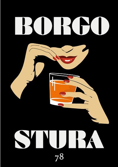 Retró poster for Borgo Stura liquor 🥃 advertise illustration illustrator liquor poster retró vintage