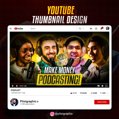 Podcast YouTube Thumbnail Design banner branding branding design brochure design business cover cover art flyer graphic design logo manipulation photo editing podcast post print design social media post thumbnail ui youtube