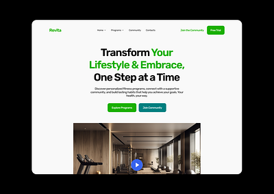 Revita gym health hero landing page modern simple website