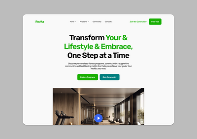 Revita gym health hero landing page modern simple website