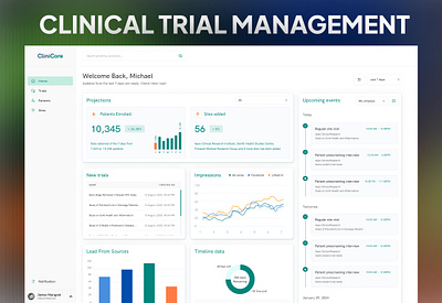 Clinical Trial Management System-SaaS app application art branding clinical trial management ctms dashboard design management system medical medical trial medicine patient management results saas statistical data ui vue webapps