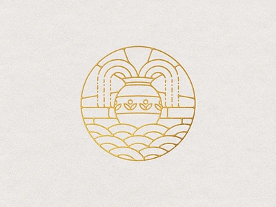 TEAM Restoration - Logomark for Christian Counseling Center branding christian clay counseling design fountain gold gold foil icon illustration jar logo minimal waves