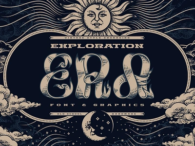 Exploration Era — Font & Graphics alphabet astronomy branding classic design era exploration font illustration lettering magic medieval ribbon stars text type typeface typography ui universe