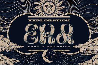 Exploration Era — Font & Graphics alphabet astronomy branding classic design era exploration font illustration lettering magic medieval ribbon stars text type typeface typography ui universe