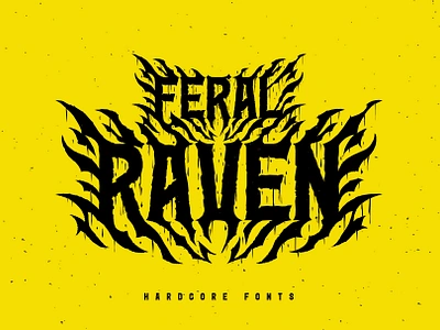 Feral Raven — Hardcore Font aggressive alphabet angry branding design fan fanatic feral font grunge heavy illustration lettering metal print raven type typeface typography