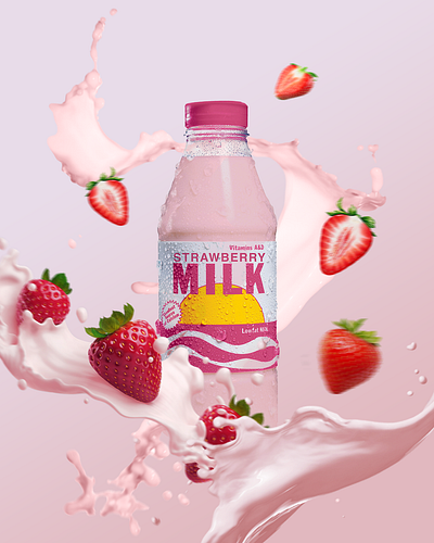 Strawberry Milk Drink Social Media Ad branding graphic design social media strawberry