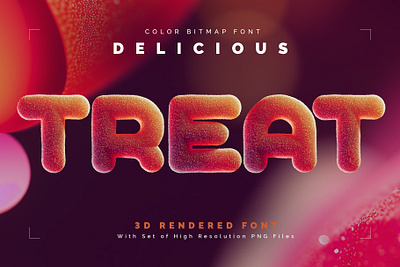 Delicious Treat — Color Bitmap Font 3d alphabet branding candy decorative delicious design font illustration lettering marmelade render sugar sweet treat type typeface typography