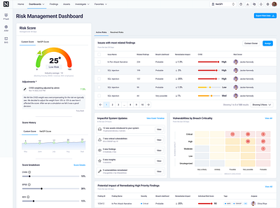 Risk Score & Risk Management dashboard risk risk score score