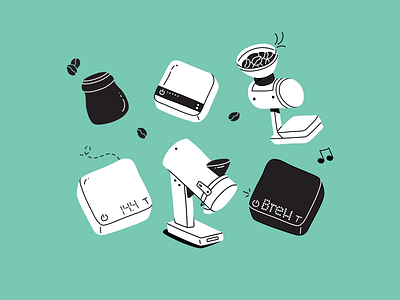 Coffee Illustrations black and white branding coffee design figma fun graphic design hand drawn icons illustration marketing quirky simple vector