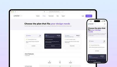 Pricing Page for FlowCraft Studio mobile responsive pricing page pricing table web design