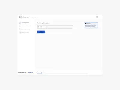 Campaign Creation Wizard b2b campaign creation dashboard saas steppers wizard