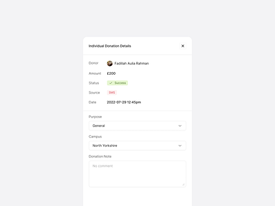 Donation Card b2b card design donation minimal saas side drawer