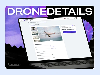 View Full Details of Your Selected Drone animation detailedoverview drone feature highlights figma design key features mockup overview product details product page product website product website design ui ui design ux ux design web web design website design website ui