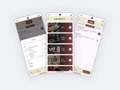 Restaurant Mobile App basket booking booking table cart login main menu mobile online order order rating restaurant review signup ui