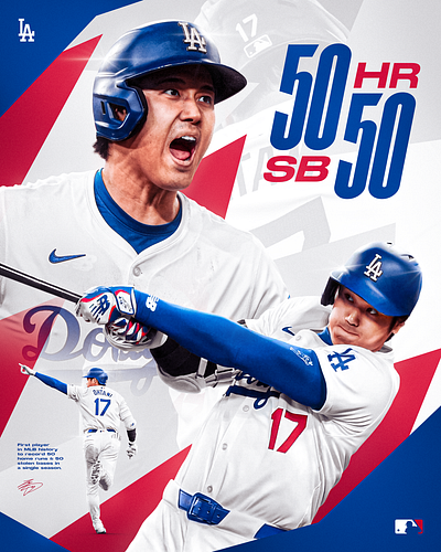 Shohei Ohtani 50/50 Club baseball gfx graphic design los angeles dodgers mlb shohei ohtani sports design