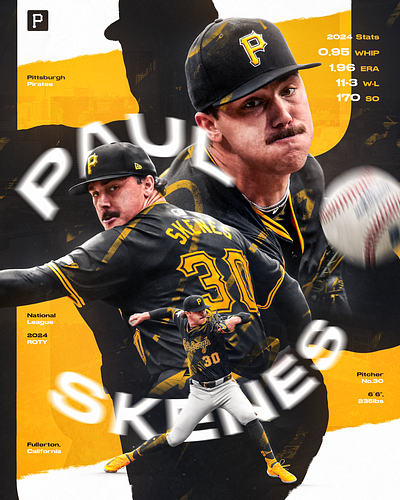 Paul Skenes 2024 NL Rookie of the Year baseball gfx graphic design mlb paul skenes pittsburgh pirates roty sports design