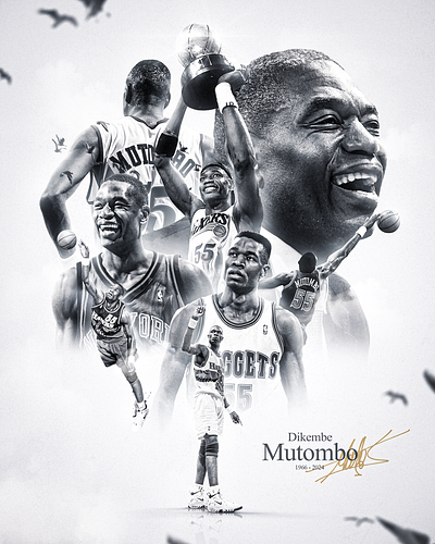 Dikembe Mutombo (1966-2024) atlanta hawks basketball denver nuggets dikembe mutombo gfx graphic design hall of famer nba new york knicks philadelphia 76ers sports design