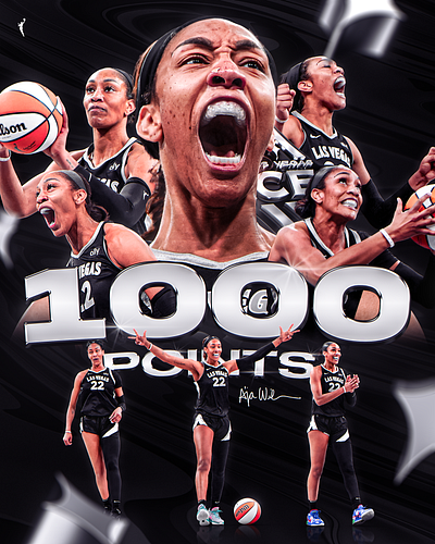 A'Ja Wilson 1st to Record 1000 Points in a Season (WNBA History) aja wilson basketball gfx graphic design las vegas aces sports design wnba