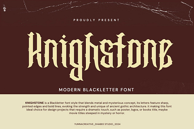 Knighstone – Modern Blackletter Font blackletter classic decorative design display font fraktur horror illustration medieval modern music new old old english rock typeface typography vintage web