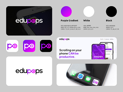 Edupops Logo branding business education logo logos modern simple tech video