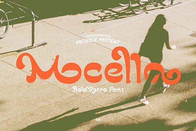 Mocella Font 70s barber birthday bold branding classic curly fashion groovy headline ligature logotype nostalgic retro tattoo typography unique vintage webfont wedding