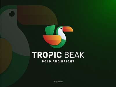 TROPIC BEAK Creative Toucan Logo Design animal logo bird bird logo branding character logo colorful gradient graphic design logo design modern professional smart logo toucan toucan bird logo toucan logo