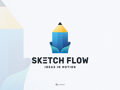 SKETCH FLOW Creative Pencil Logo Design app icon branding clever colorful design education gradient icon illustration logo design logo maker mark modern pencil pencil logo smart