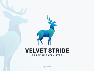 VELVET STRIDE Creative Deer Logo Design animal brand branding colorful deer deer logo gradient graphic design icon iconic illustration logo logo design logo designer modern nature sport wildlife