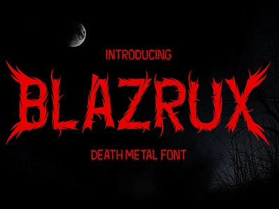 Blazrux – Death Metal Font advertising branding font death metal display font film font graphic design halloween horror font illustration logo font metal font modern font movie music packaging poster font product design scary spooky