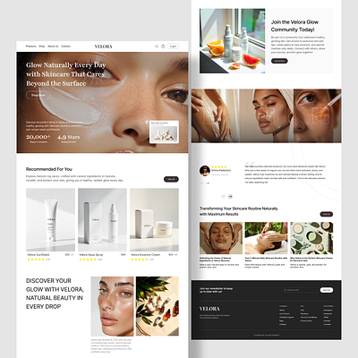 Velora - Skincare Landing Page Website bodywash landingpage skincare ui ux velora webdesign website