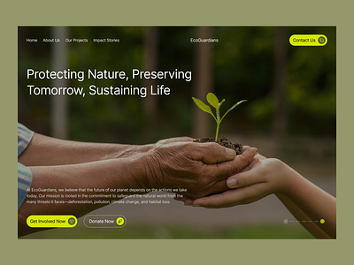 Protect Nature Website- Hero Section app design development home page design landing page design natural website protect nature ui design uiux design ux design web design webflow website design