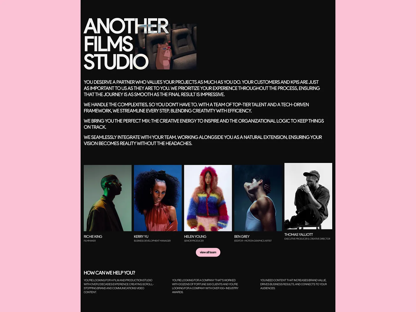 Innovative Video Website Design for Production Studios