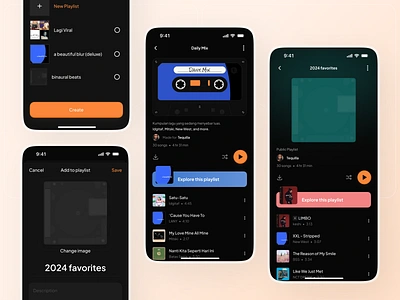 TuneS - Music Streaming App [Playlist] app apple music application clean dark ui dieter rams illustration minimalist mobile mobile app mobile design music music platform music streaming playlist spotify ui ui design unique youtube music