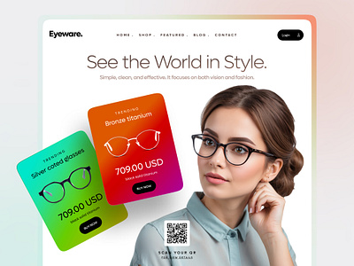 Eye Glasses UI/UX 2025 design eye eye glass eye glasses uiux glass header hero header landing page latest minimal ui ux web