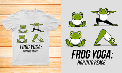 Frog Yoga Hop Into Peace animal art cutefrog frog frogface froggy froghat froglife frogshirt frogsmeme green natural photography t shirt wildlife yoga