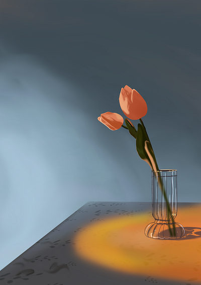 flowers in a vase art background painting flowers illustration lighting mood painting procreate visual development