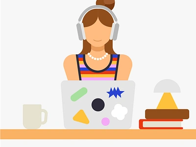 Digital Nomad airpods airpods max apple daily life design desk digital nomad graphic graphic design headphones illustration imac laptop macbook macbook pro minimal music stickers table vector art