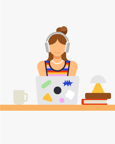 Digital Nomad airpods airpods max apple daily life design desk digital nomad graphic graphic design headphones illustration imac laptop macbook macbook pro minimal music stickers table vector art