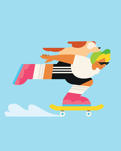 Skater Boy and a furry friend beach daily life design dog goggle graphic graphic design icons illustration puppy skate skater boy speed vector art venice