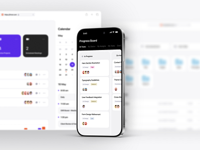 Progress Board application board cards clean design desktop mobile product design progress ui ux