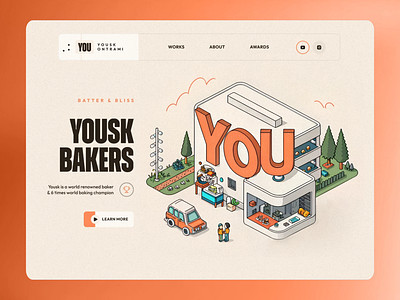 Bakery Portfolio with Illustrations bakery art ui