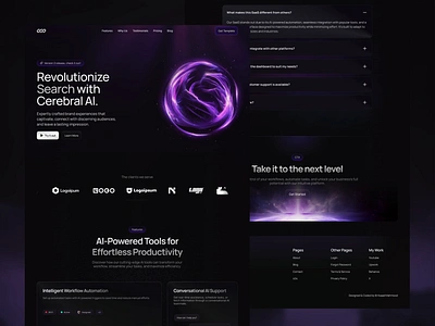 Cerebral AI SaaS Template ai dark figma search engine ui ux web design