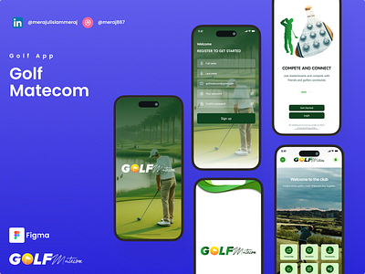 Golf Match Booking App UI app booking challenge figma golf login match mordan signup splace ui ux