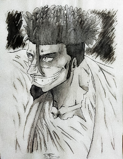 Kenpachi Retelling anime black and white bleach charcater design ink kenpachi mangá nankim reteling zaraki