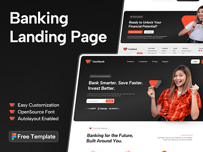 VaultBank - Banking Landing Page Design branding clean clean website fintech website landing page saas website website website design